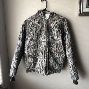 Rustic Ridge Leaves Blades Camo Men’s Size S Insulated Hooded Zip Hunting Coat